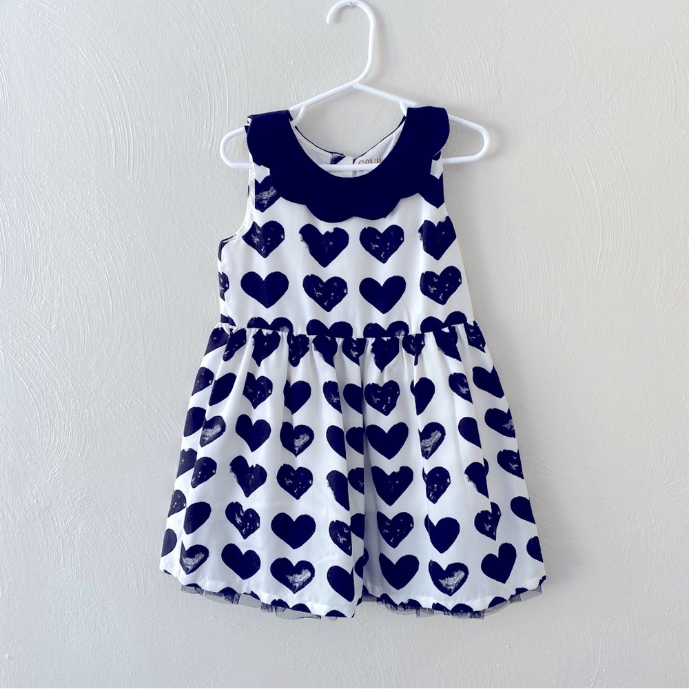 NWT Girls Toddler Valentine Dress Black and White Hearts Size 4T